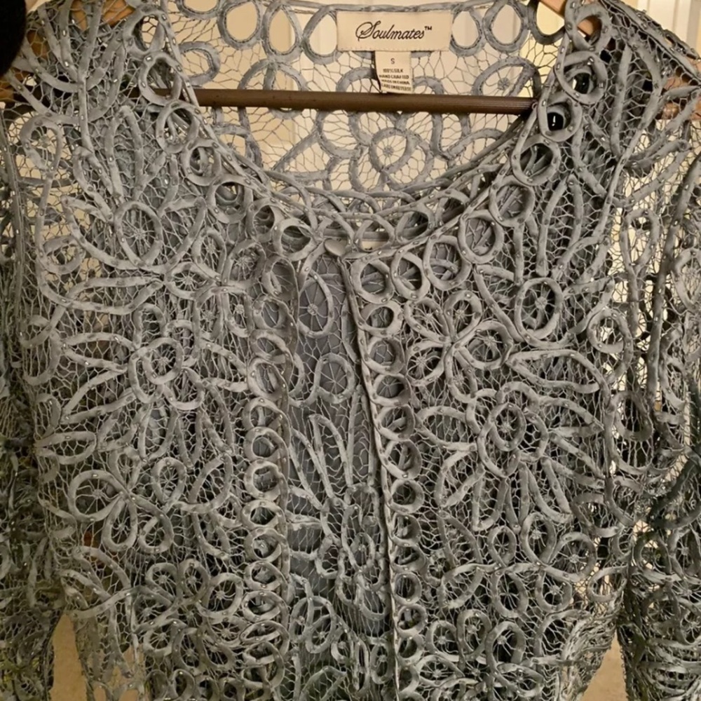 Formal Sequin Silk Sleeveless Jacket Dress Small